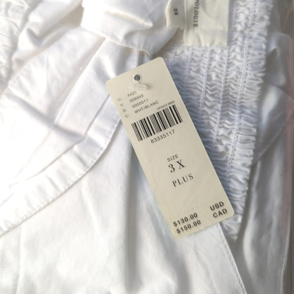 Anthropologie Poplin Tie Front Side Slit Midi Skirt in White Sz 1X and 3X NWT - Picture 7 of 11